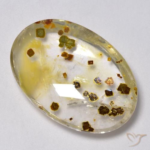 30.76ct Натуральный Многоцветный Кварц с марказитом, Овал, Прозрачный