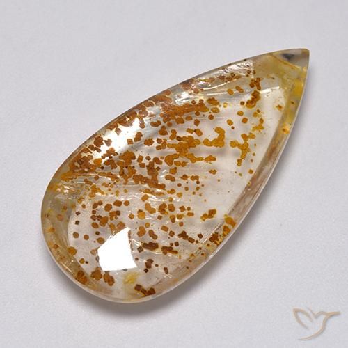 32.95ct Натуральный Многоцветный Кварц с марказитом, Форма груши, Прозрачный