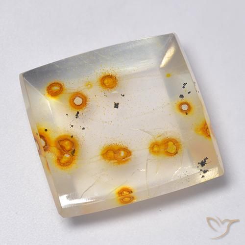 23.18ct Натуральный Многоцветный Кварц с марказитом, Квадрат, Прозрачный