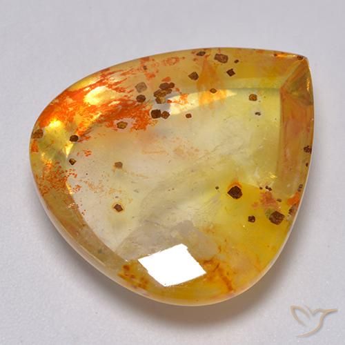 25.59ct Натуральный Многоцветный Кварц с марказитом, Форма груши, Прозрачный