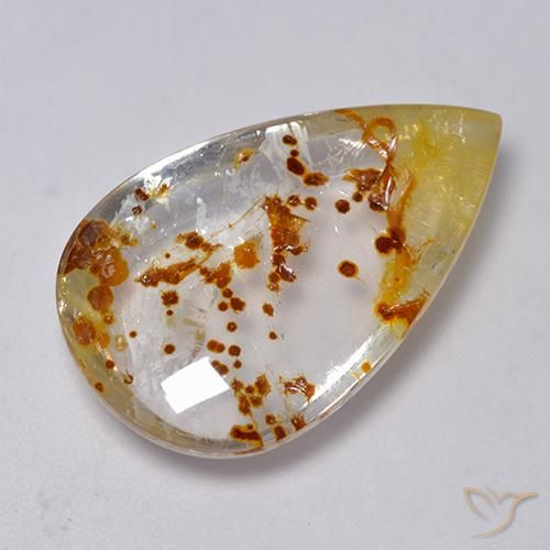 19.86ct Натуральный Многоцветный Кварц с марказитом, Форма груши, Прозрачный