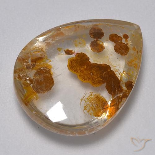 9.82ct Натуральный Многоцветный Кварц с марказитом, Форма груши, Прозрачный
