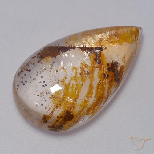 13.51ct Натуральный Многоцветный Кварц с марказитом, Форма груши, Прозрачный