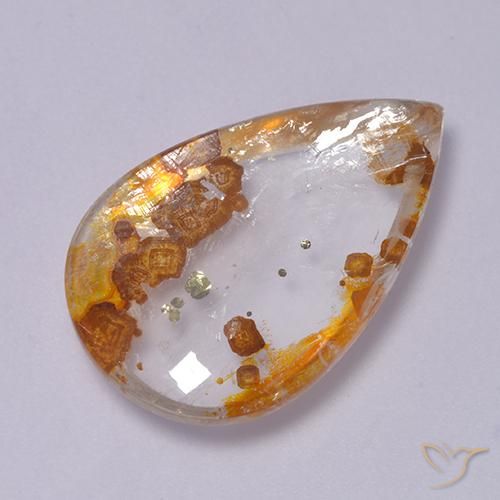 12.63ct Натуральный Многоцветный Кварц с марказитом, Форма груши, Прозрачный