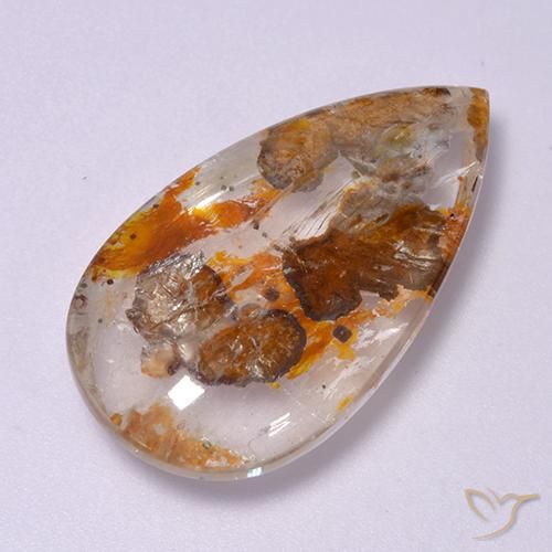 20.84ct Натуральный Многоцветный Кварц с марказитом, Форма груши, Прозрачный