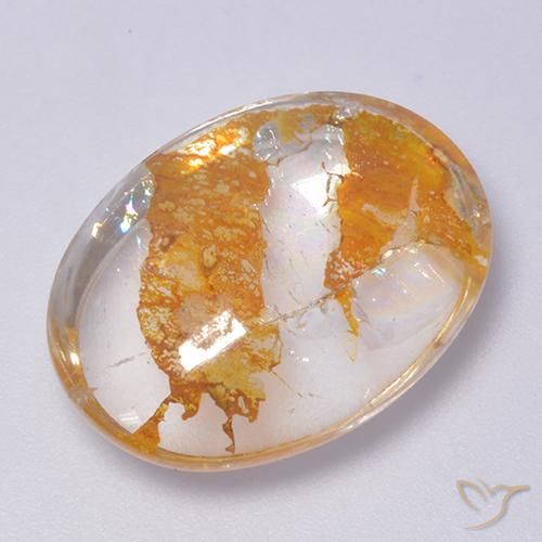 22.34ct Натуральный Многоцветный Кварц с марказитом, Овал, Прозрачный