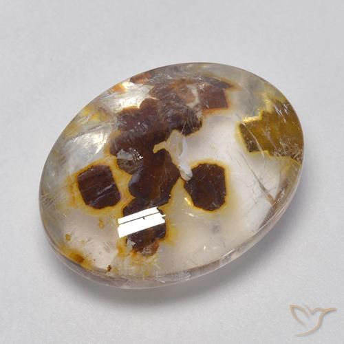 9.88ct Натуральный Многоцветный Кварц с марказитом, Овал, Прозрачный