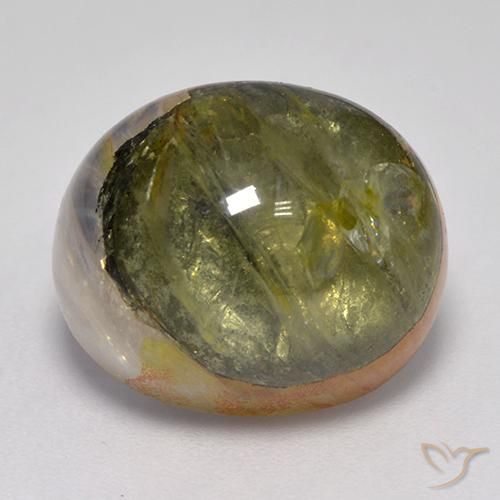 15.61ct Натуральный Многоцветный Кварц с марказитом, Овал, Полупрозрачный