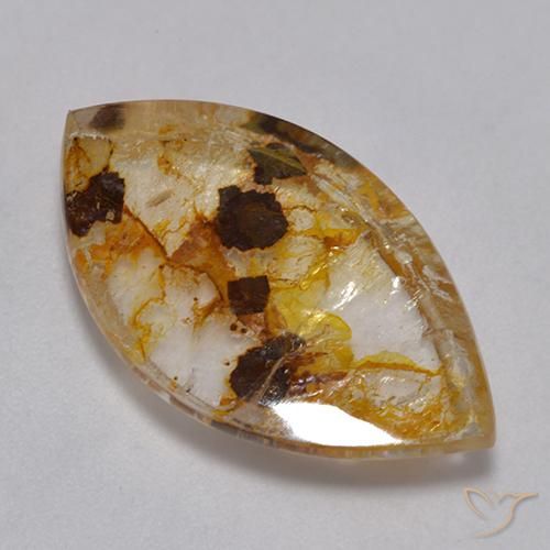 12.66ct Натуральный Многоцветный Кварц с марказитом, Маркиза, Прозрачный