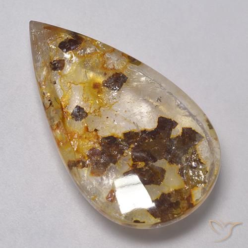 23.01ct Натуральный Многоцветный Кварц с марказитом, Форма груши, Прозрачный