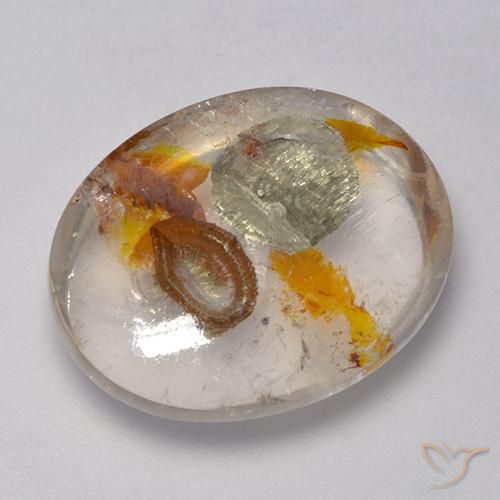 16.86ct Натуральный Многоцветный Кварц с марказитом, Овал, Прозрачный