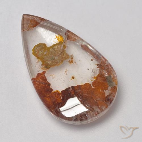 12.68ct Натуральный Многоцветный Кварц с марказитом, Форма груши, Прозрачный