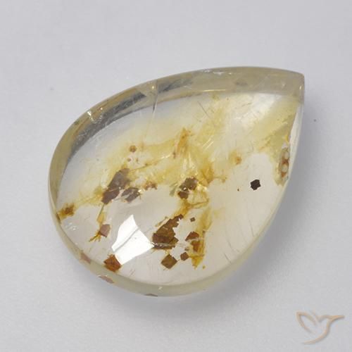 5.72ct Натуральный Многоцветный Кварц с марказитом, Форма груши, Прозрачный