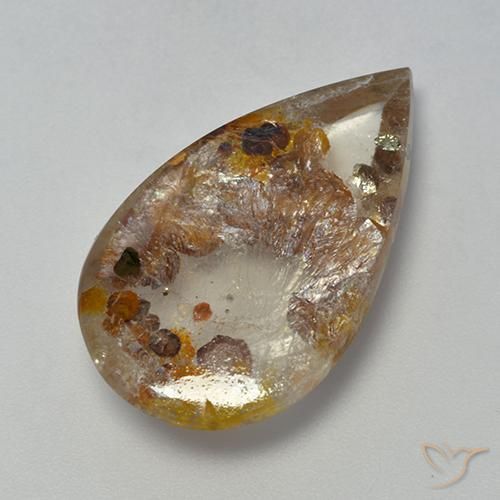 13.85ct Натуральный Многоцветный Кварц с марказитом, Форма груши, Прозрачный