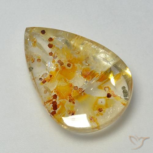 13.08ct Натуральный Многоцветный Кварц с марказитом, Форма груши, Прозрачный