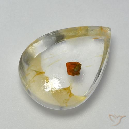 10.25ct Натуральный Многоцветный Кварц с марказитом, Форма груши, Прозрачный