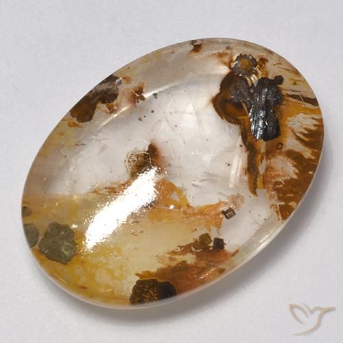 21.00ct Натуральный Многоцветный Кварц с марказитом, Овал, Прозрачный