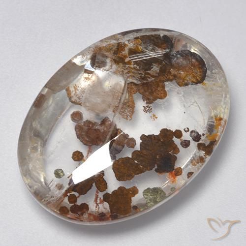 25.77ct Натуральный Многоцветный Кварц с марказитом, Овал, Прозрачный