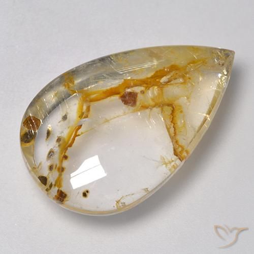 21.80ct Натуральный Многоцветный Кварц с марказитом, Форма груши, Прозрачный