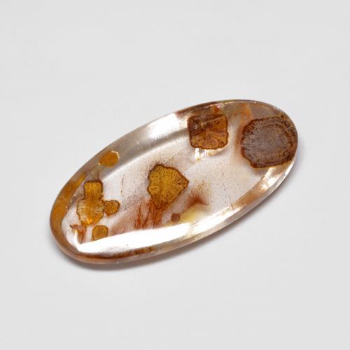 Натуральный многоцветный кварц с марказитом 4,76 карата огранка овал, прозрачный