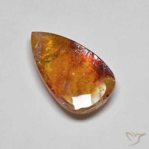 19.90ct Натуральный Многоцветный Кварц с марказитом, Форма груши, Прозрачный