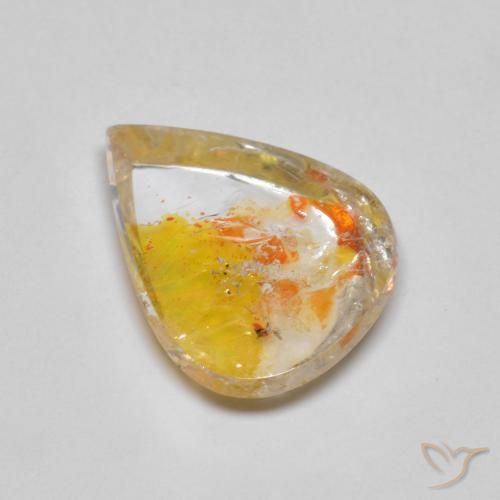 4.45ct Натуральный Многоцветный Кварц с марказитом, Форма груши, Прозрачный