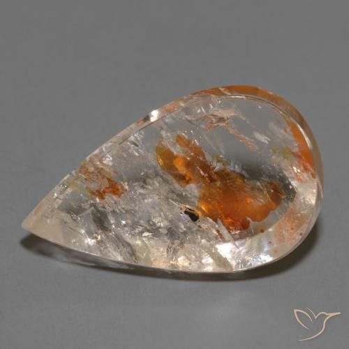 14.58ct Натуральный Многоцветный Кварц с марказитом, Форма груши, Прозрачный