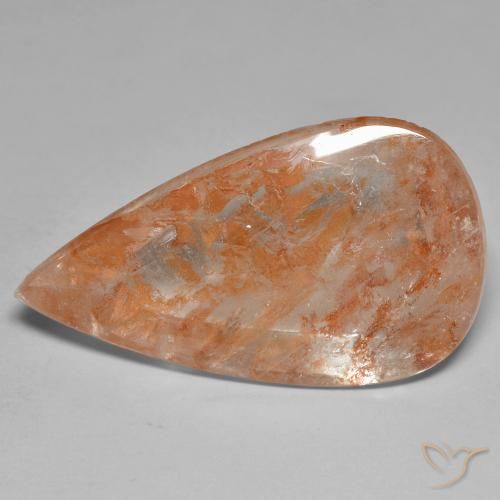 26.01ct Натуральный Красновато-оранжевый Кварц с марказитом, Форма груши, Прозрачный
