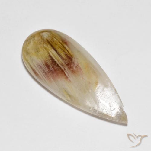 21.71ct Натуральный Многоцветный Кварц с марказитом, Форма груши, Прозрачный