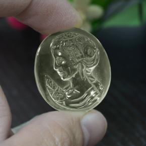 30.49 карата, натуральный Светло-желтый Кварц, Огранка Овал, Прозрачный