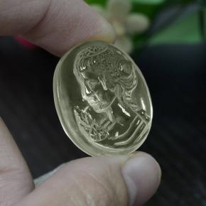 30.49 карата, натуральный Светло-желтый Кварц, Огранка Овал, Прозрачный