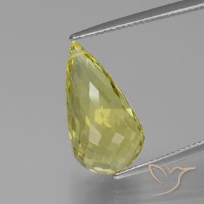 12.58ct Натуральный Светло-желтый Кварц, Бриолет, Чистота VVS