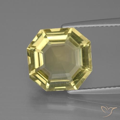 5.56ct Натуральный Светло-желтый Кварц, Изумрудная огранка, Чистота VS