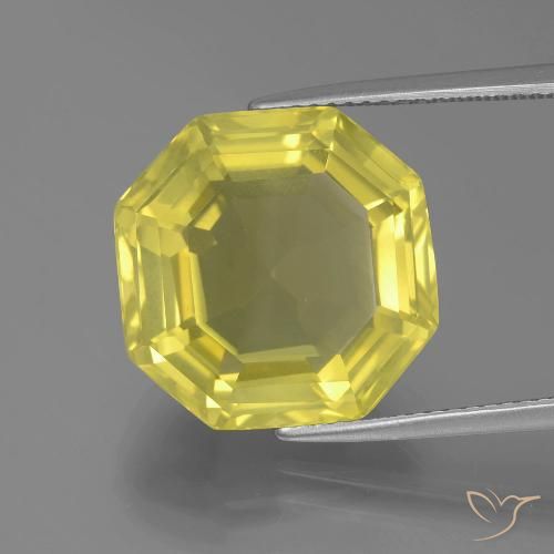 14.90ct Натуральный Средне-светло-желтый Кварц, Изумрудная огранка, VVS-VS