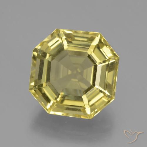 9.24ct Натуральный Средне-светло-желтый Кварц, Изумрудная огранка, VVS-VS