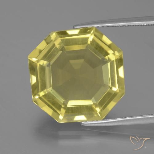 11.80ct Натуральный Светло-желтый ананас Кварц, Изумрудная огранка, VVS-VS
