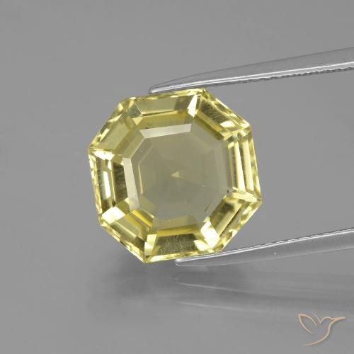 6.81ct Натуральный Светло-желтый Кварц, Изумрудная огранка, VVS-VS