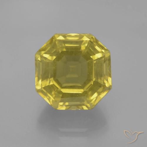 7.58ct Натуральный Средний желтый Кварц, Изумрудная огранка, Чистота VS