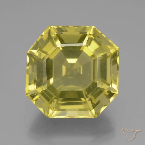 21.73ct Натуральный Средне-светло-желтый Кварц, Изумрудная огранка, Чистота VVS