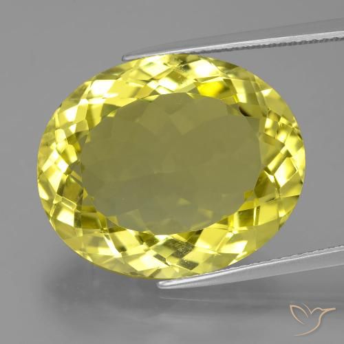 24.07ct Натуральный Средний желтый Кварц, Овал, Чистота VVS