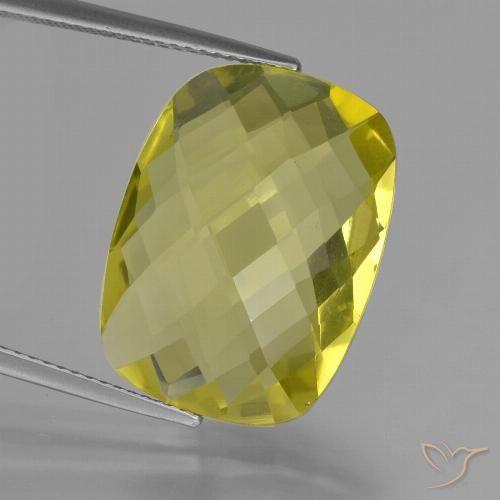 14.33ct Натуральный Светло-желтый Кварц, Подушка, Чистота VVS