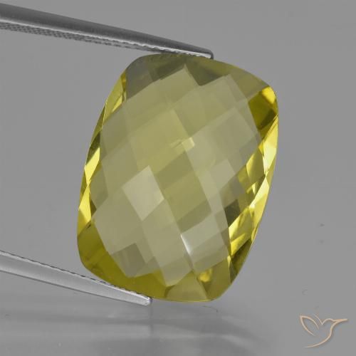 15.22ct Натуральный Светло-желтый Кварц, Подушка, Чистота VVS