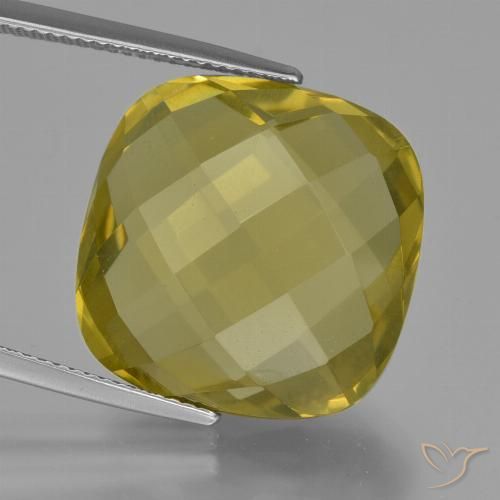 25.94ct Натуральный Светло-желтый Кварц, Подушка, VVS-VS