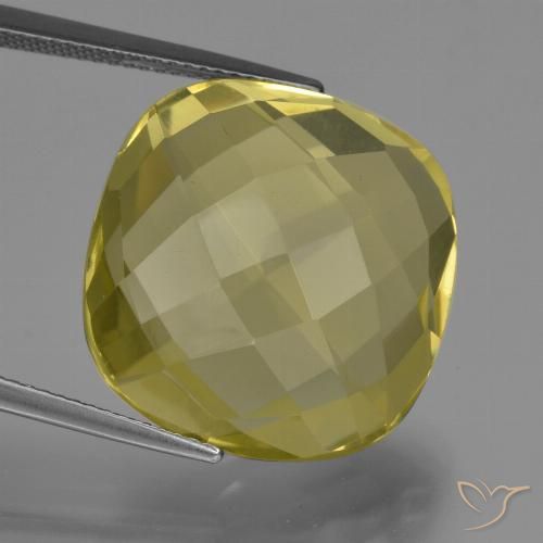 27.25ct Натуральный Светло-желтый Кварц, Подушка, VVS-VS