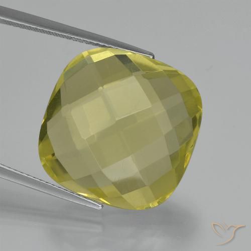 27.42ct Натуральный Светло-желтый Кварц, Подушка, VVS-VS