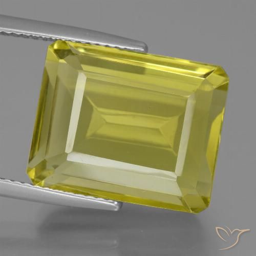 17.54ct Натуральный Ярко-желтый Кварц, Изумрудная огранка, VVS-VS