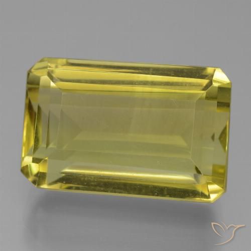15.59ct Натуральный Средне-светло-желтый Кварц, Изумрудная огранка, VVS-VS