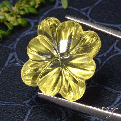 18.68ct Натуральный Средний желтый Кварц, Огранка Цветок, Прозрачный