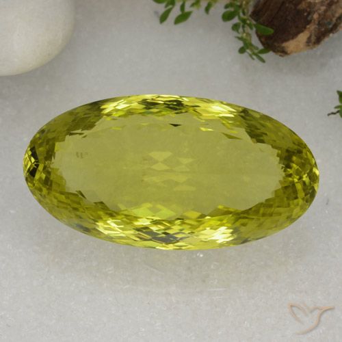86.68ct Натуральный Зелено-желтый Кварц, Овал, Чистота VVS