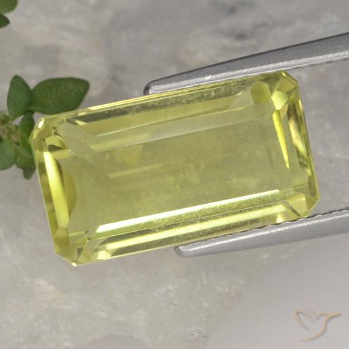 5.63ct Натуральный Светло-желтый Кварц, Изумрудная огранка, Чистота VS